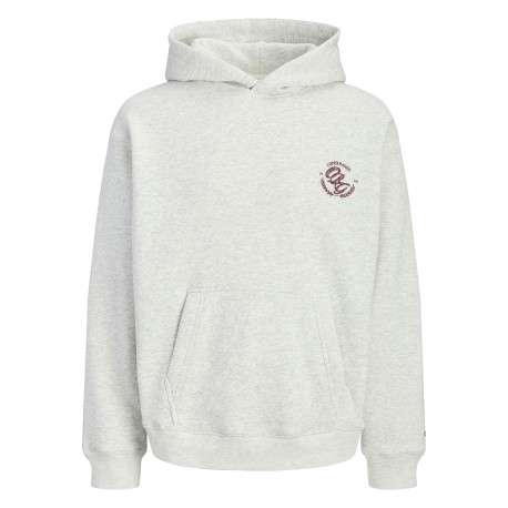 Sweat écru à imprimé avec une coupe droite et un col à capuche