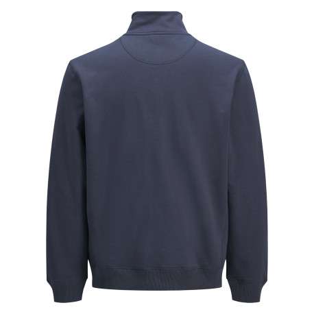 Sweat en coton mélangé bleu uni avec une coupe droite et un col camionneur - Image 2