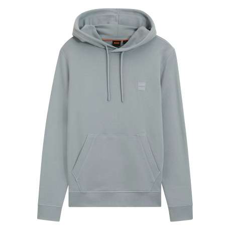 Sweat en coton ciel uni avec une coupe droite et un col à capuche