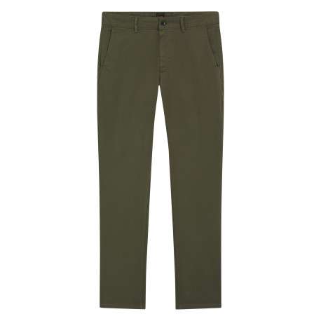 Pantalon chino en coton kaki uni avec une coupe ajustée et une taille basse