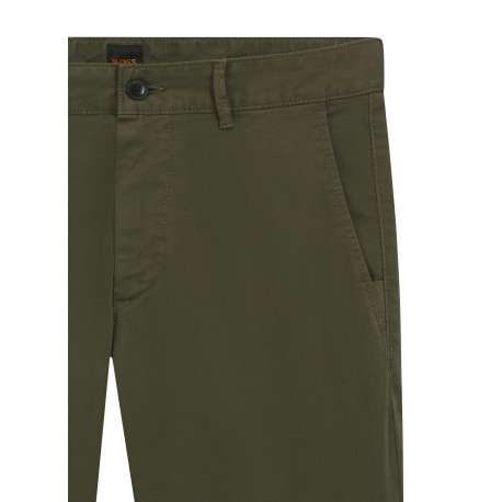 Pantalon chino en coton kaki uni avec une coupe ajustée et une taille basse - Image 2