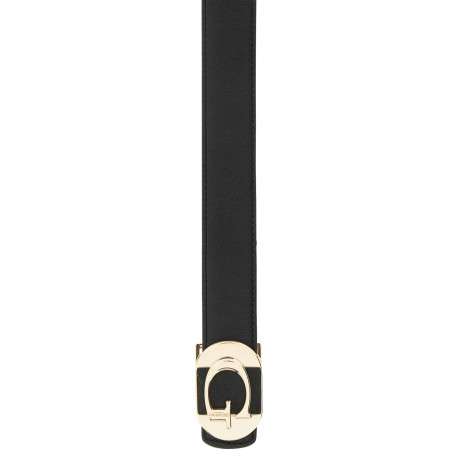 Ceinture noire unie réversible avec imprimé monogramme et une boucle dorée - Image 2