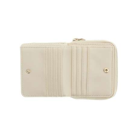 Portefeuille beige à imprimé monogramme avec fermeture à zip et à pression - Image 4
