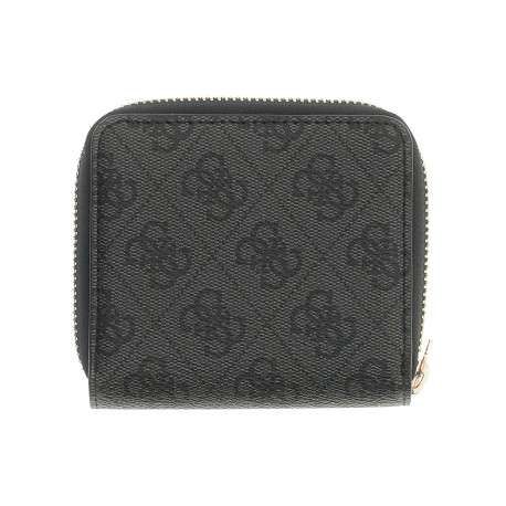 Portefeuille noir à imprimé monogramme avec fermeture à zip et à pression - Image 2