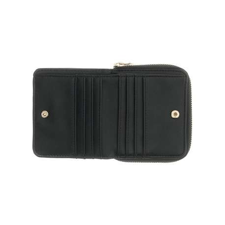 Portefeuille noir à imprimé monogramme avec fermeture à zip et à pression - Image 4