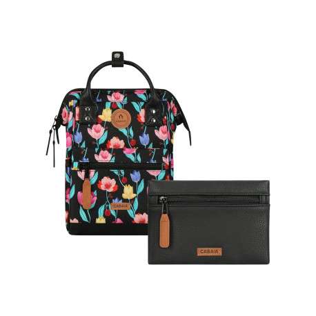 Sac à dos Adventurer XS Genoa noir floral pourvu de pochettes amovibles