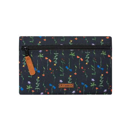 Pochette L Markt noire à motif floral pourvue d'une fermeture zippée