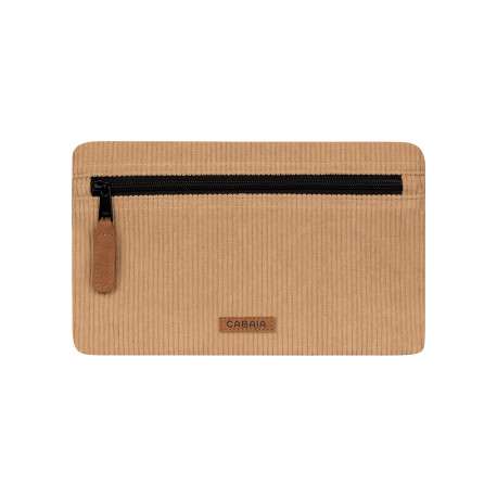 Pochette L Luxor beige côtelée pourvue d'une fermeture zippée