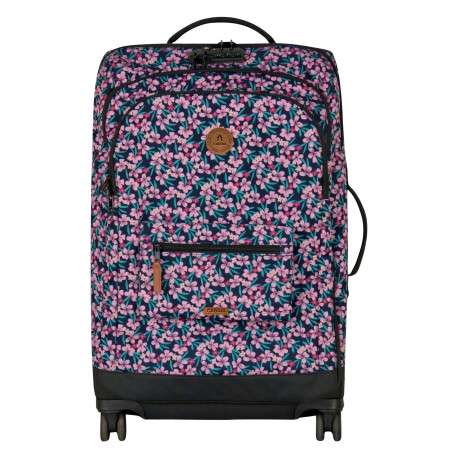 Valise Traveler 4 roues M Cagliari rose floral pourvue d'une fermeture TSA