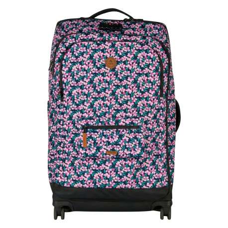 Valise Traveler 4 roues L Cagliari rose floral pourvue d'une fermeture TSA