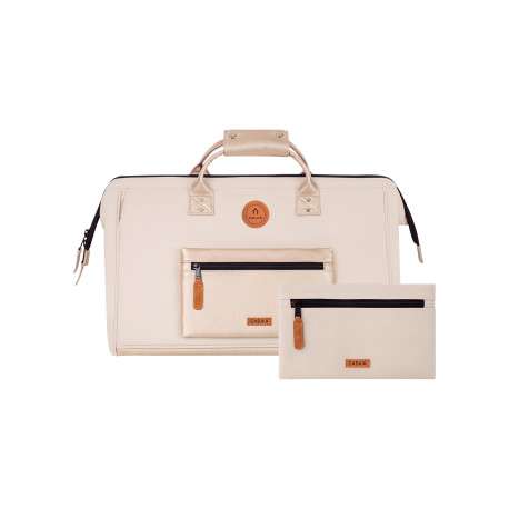 Sac weekender Duffle Bag Algiers beige pourvu de bretelles pour sac à dos