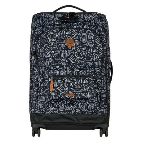 Valise Traveler 4 roues M Amiens noire à motifs pourvue d'une fermeture TSA