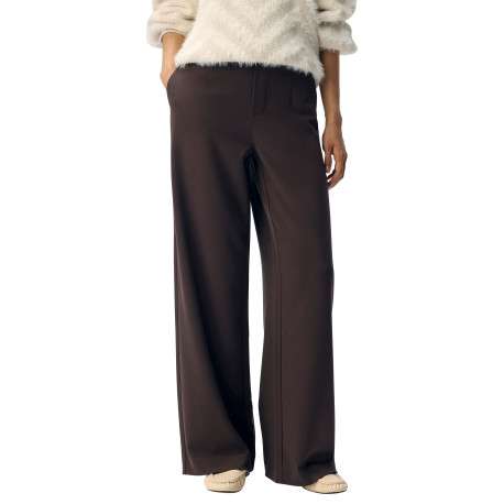 Pantalon chino marron coupe wide leg avec une taille partiellement élastiquée - Image 2