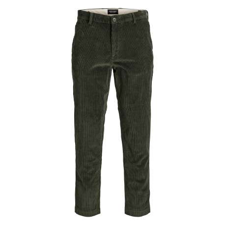 Pantalon chino en coton biologique sapin uni avec une coupe slim