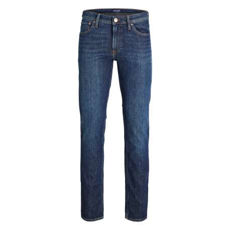 Jean en coton indigo uni avec une coupe droite et une taille basse