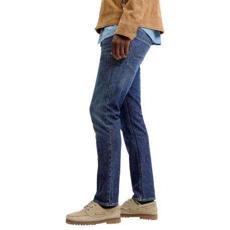 Jean en coton indigo uni avec une coupe droite et une taille basse - Image 4