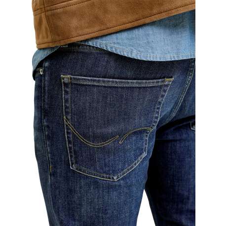 Jean en coton indigo uni avec une coupe droite et une taille basse - Image 5