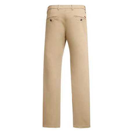 Pantalon beige uni avec une coupe flare muni d'un zip et d'un bouton - Image 2