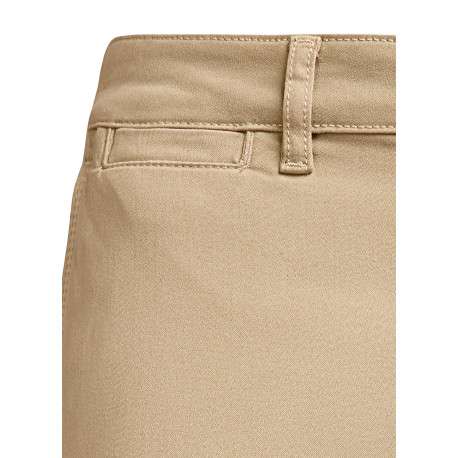 Pantalon beige uni avec une coupe flare muni d'un zip et d'un bouton - Image 3