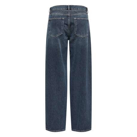 Jean en coton ardoise uni avec une coupe droite et une sangle à la taille - Image 2