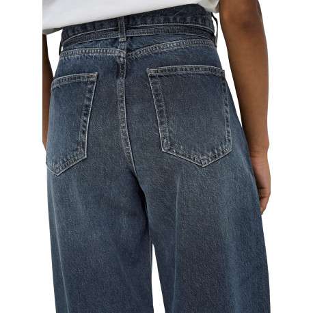 Jean en coton ardoise uni avec une coupe droite et une sangle à la taille - Image 6