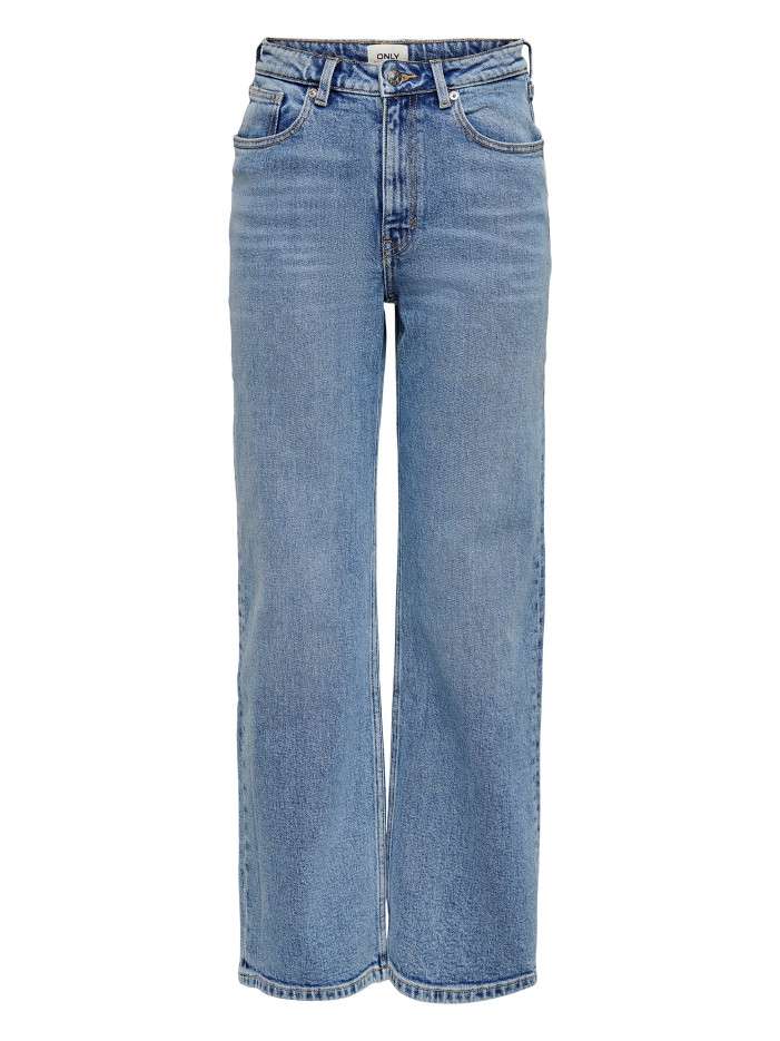 Jean en coton bleu uni avec...