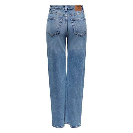 Jean en coton bleu uni avec une coupe bootcut et des poches plaquées à l'arrière - Image 2
