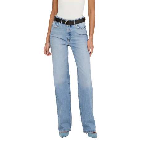 Jean en coton bleu uni avec une coupe bootcut et des poches plaquées à l'arrière - Image 6