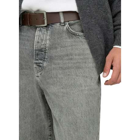 Jean gris en coton avec une coupe wide leg muni d'un zip et d'un bouton - Image 6