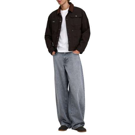 Jean en coton gris avec une coupe wide leg muni d'un zip et d'un bouton - Image 5
