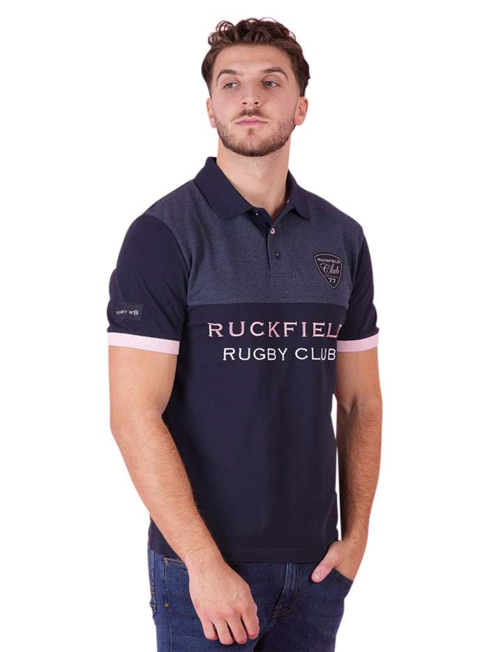Polo en coton marine à...
