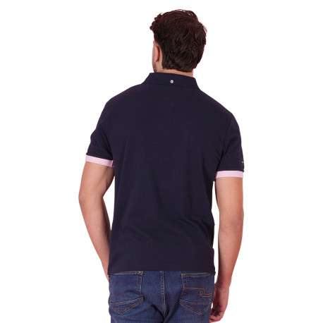 Polo en coton marine à imprimé avec une coupe droite et un col à revers - Image 2