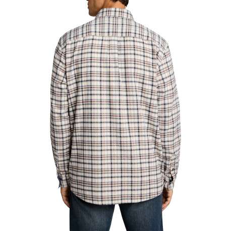 Chemise en coton beige à carreaux contrastés pourvue d'un col à revers - Image 3
