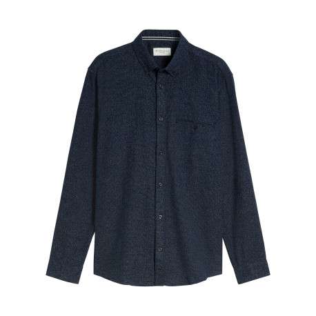 Chemise en coton marine à coupe droite pourvue d'un col à revers