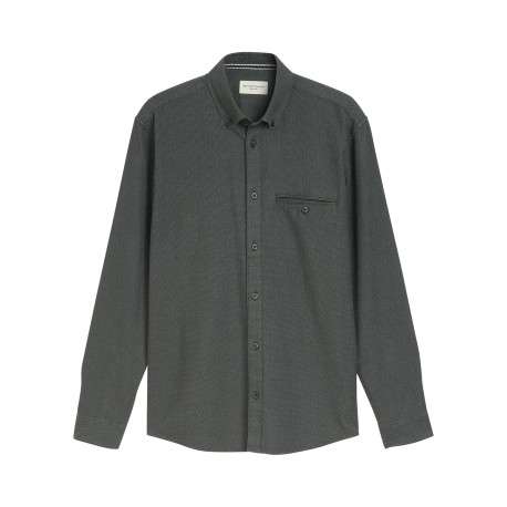 Chemise en coton kaki à coupe droite pourvue d'un col à revers