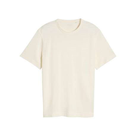 T-shirt en coton écru à coupe droite pourvu d'un motif à rayures