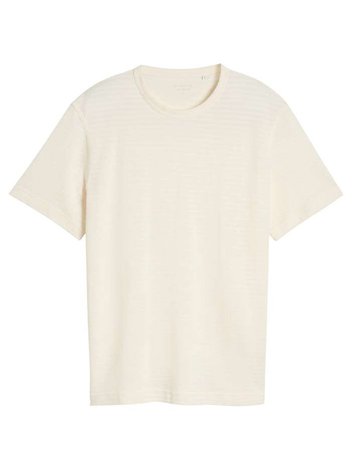 T-shirt en coton écru à coupe droite pourvu d'un motif à rayures