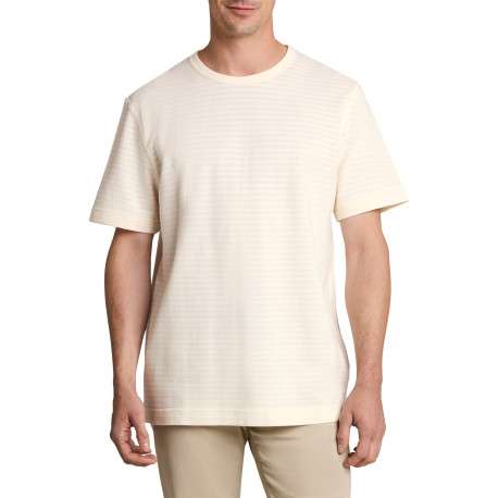 T-shirt en coton écru à coupe droite pourvu d'un motif à rayures - Image 2
