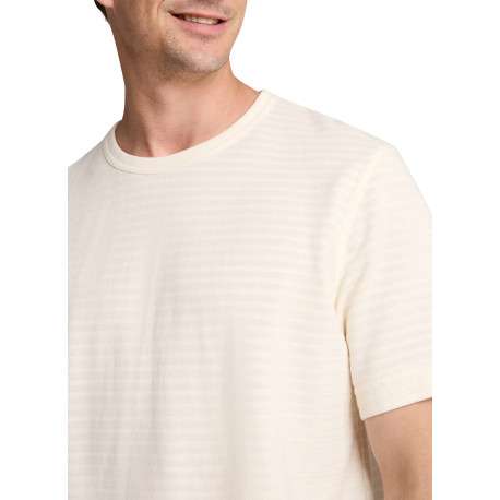 T-shirt en coton écru à coupe droite pourvu d'un motif à rayures - Image 4