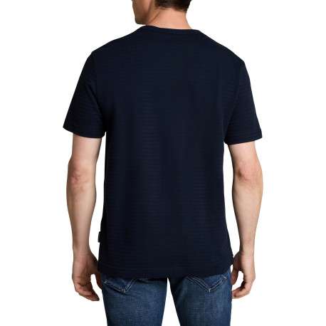 T-shirt en coton marine à coupe droite pourvu d'un motif à rayures - Image 3