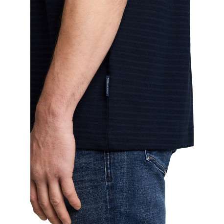 T-shirt en coton marine à coupe droite pourvu d'un motif à rayures - Image 4