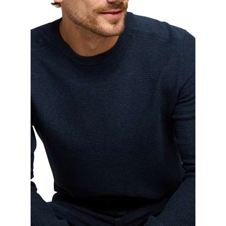Pull en coton bleu à coupe ajustée pourvu d'un col rond côtelé - Image 4