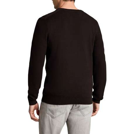Pull en coton brun à coupe ajustée pourvu d'un col rond côtelé - Image 3