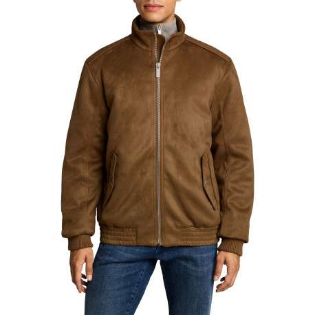 Blouson brun à coupe ajustée pourvu d'un col montant et de manches longues - Image 2