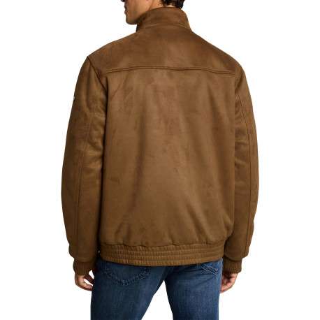 Blouson brun à coupe ajustée pourvu d'un col montant et de manches longues - Image 3