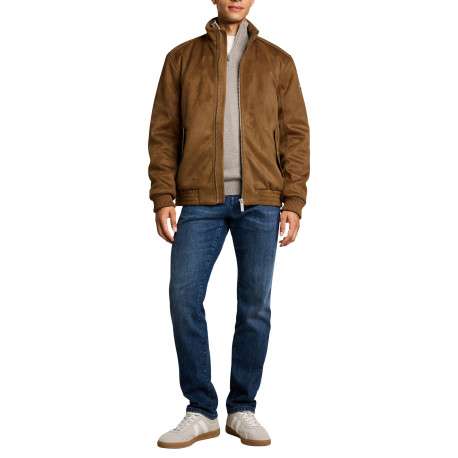 Blouson brun à coupe ajustée pourvu d'un col montant et de manches longues - Image 5