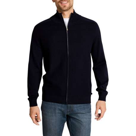 Gilet en coton marine à coupe ajustée pourvu d'un col montant - Image 2