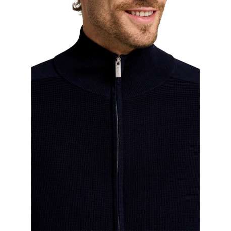 Gilet en coton marine à coupe ajustée pourvu d'un col montant - Image 4