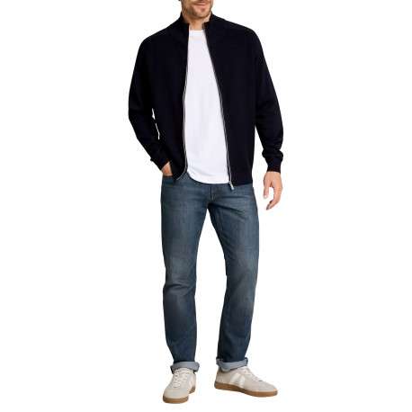 Gilet en coton marine à coupe ajustée pourvu d'un col montant - Image 5