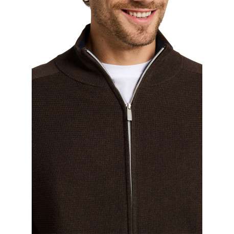 Gilet en coton marron à coupe ajustée pourvu d'un col montant - Image 4